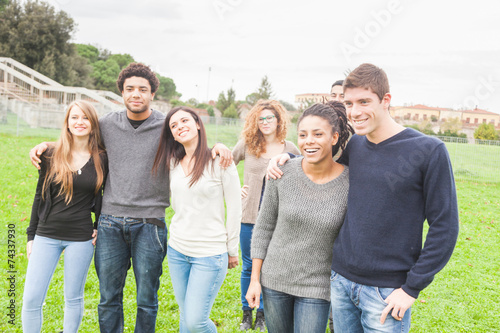 Multiethnic Group of Friends at Park