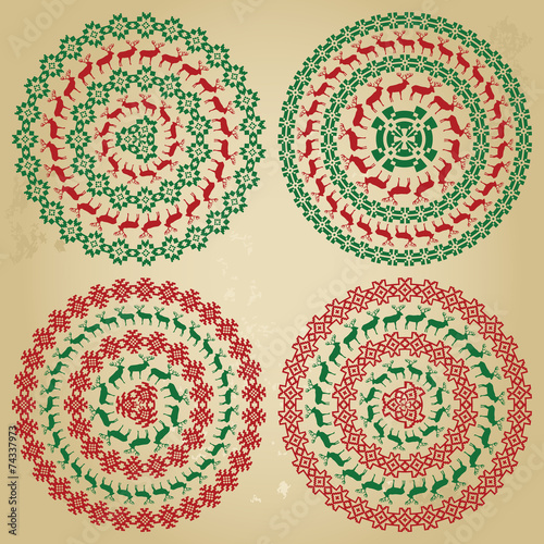 Winter nordic round pattern borders in collection