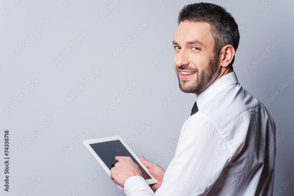 Man with digital tablet. Man with digital tablet.
