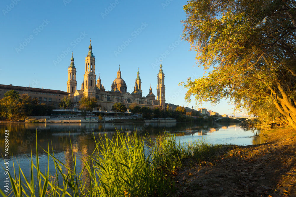 Cathedral of Our Lady of the Pillar in morning. Zaragoza