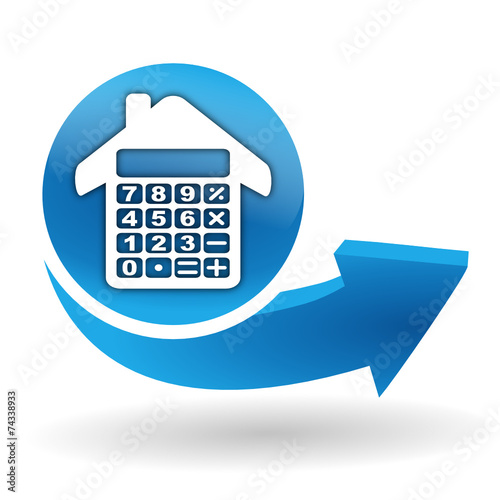 calculatrice immobilier sur bouton web bleu