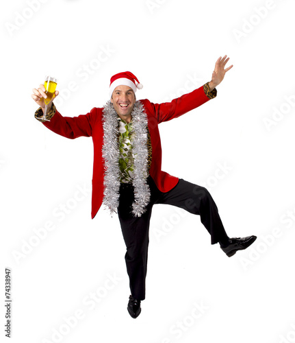 Photography happy drunk senior businessman Champagne Christmas toast party