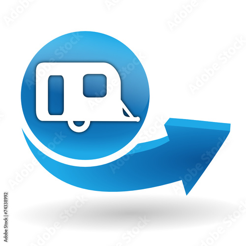 caravane sur bouton web bleu