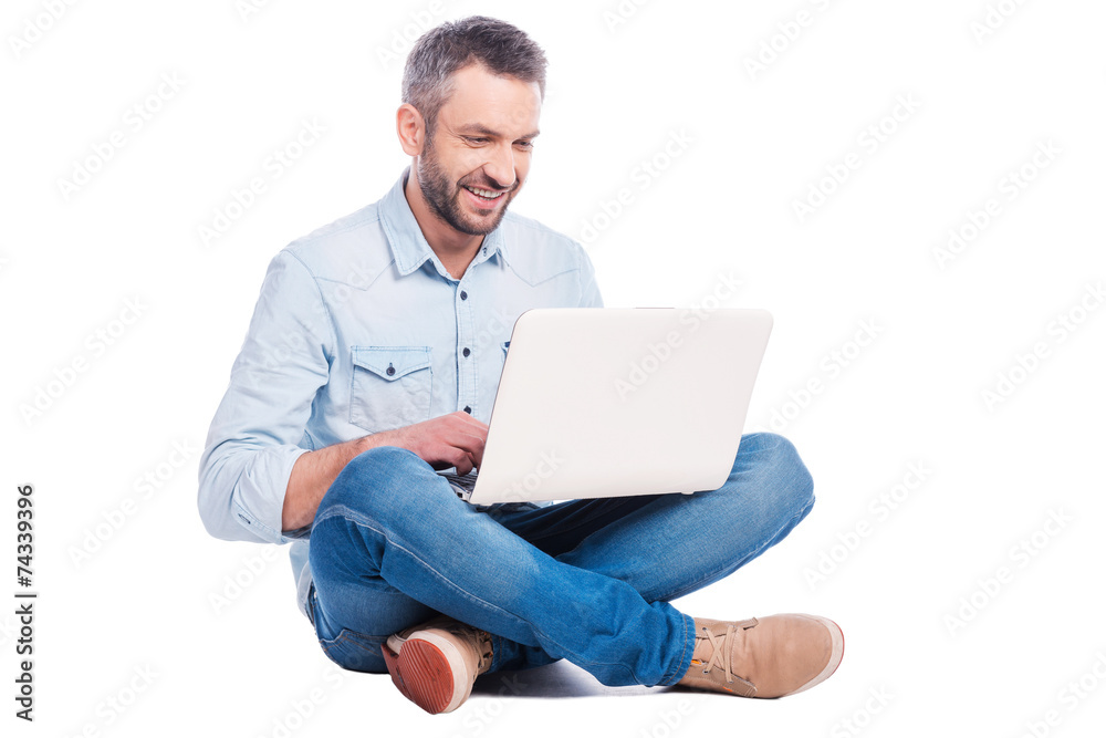 Enjoying free Wi-Fi. Enjoying free Wi-Fi.