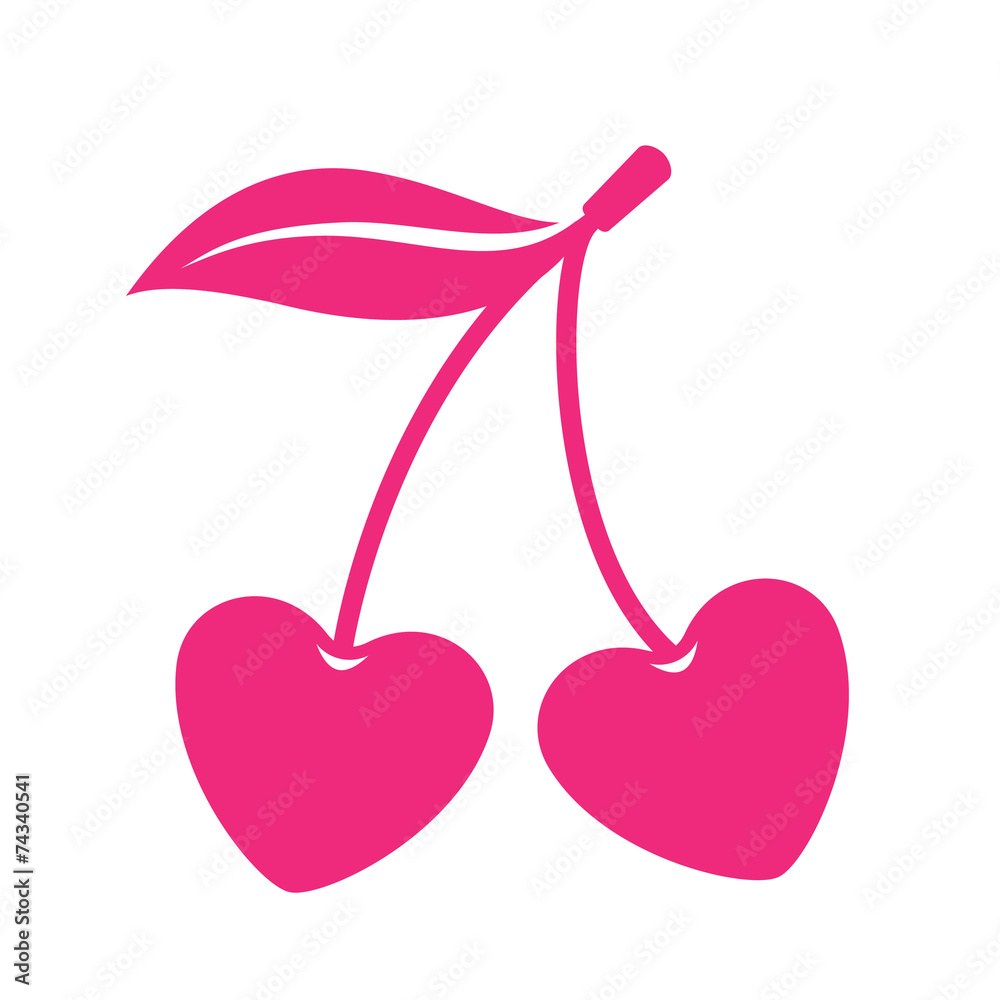 Fototapeta premium Cherry hearts love icon.
