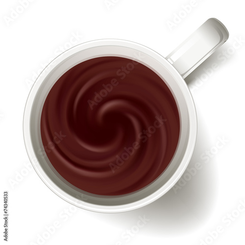 Cup of coffe - above view. Coffee swirl.