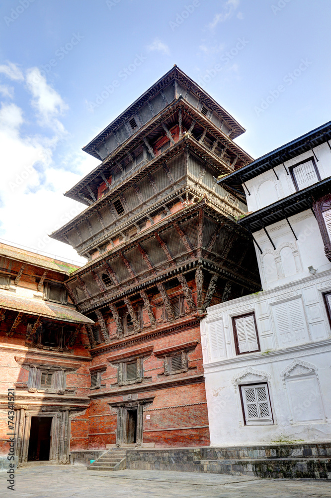 The beautiful nine storeys Basantapur Tower in Kathmandu