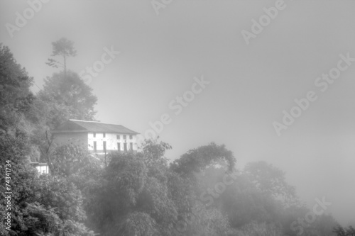 A foggy morning at Nagarkot, Nepal photo