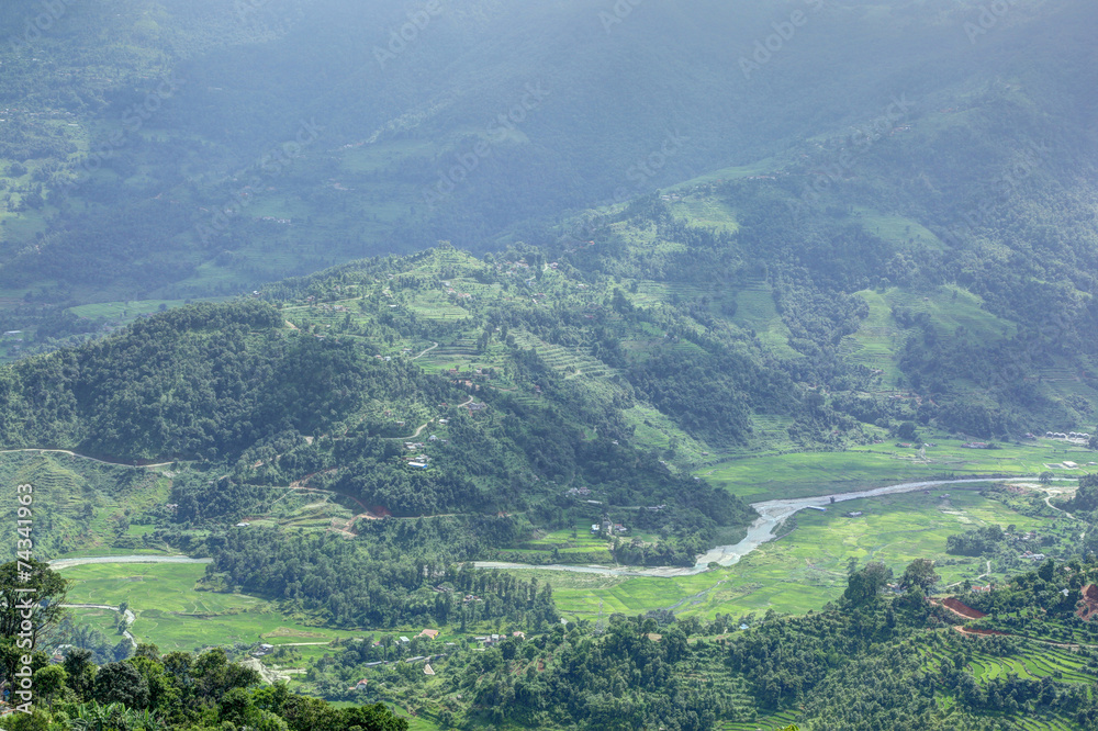 Beautiful mountains and river in Pokhara valley