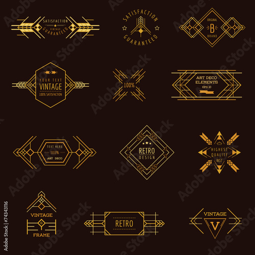 Art Deco Vintage Frames and Design Elements - in vector