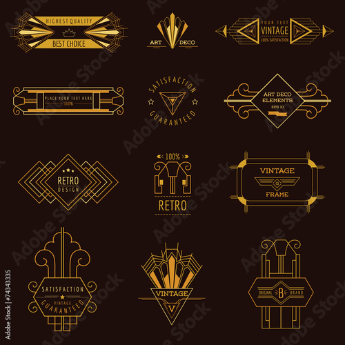 Art Deco Vintage Frames and Design Elements - in vector