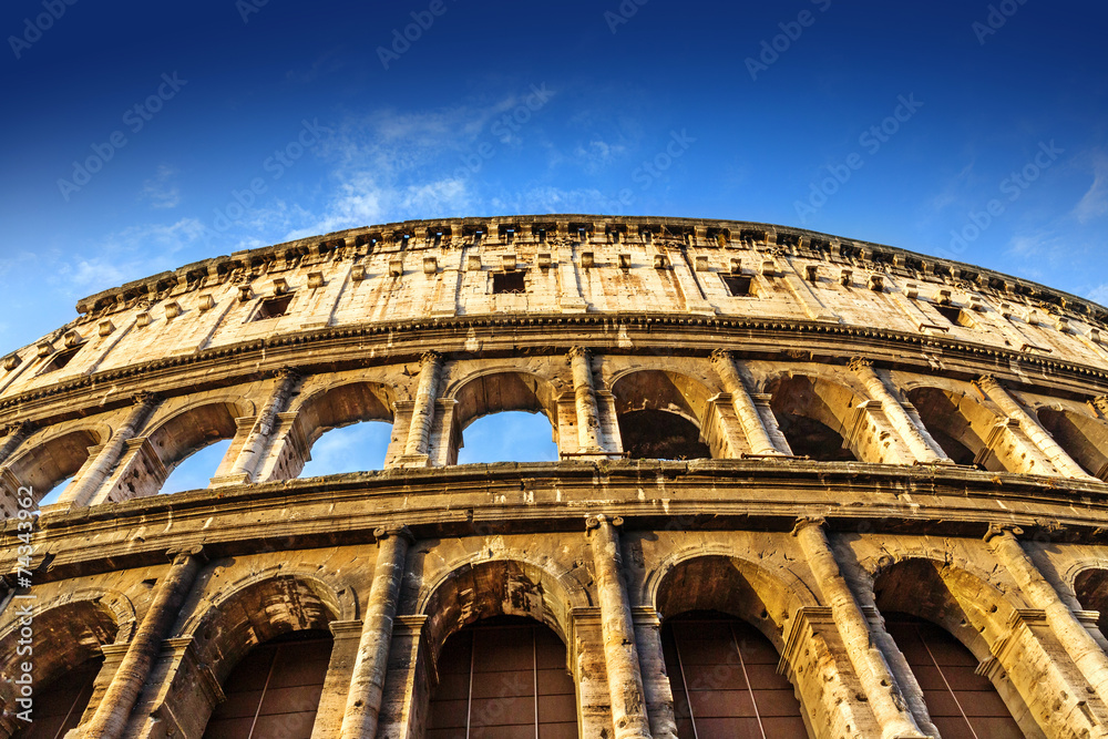 Close-up details of Colosseum. Rome, Italy