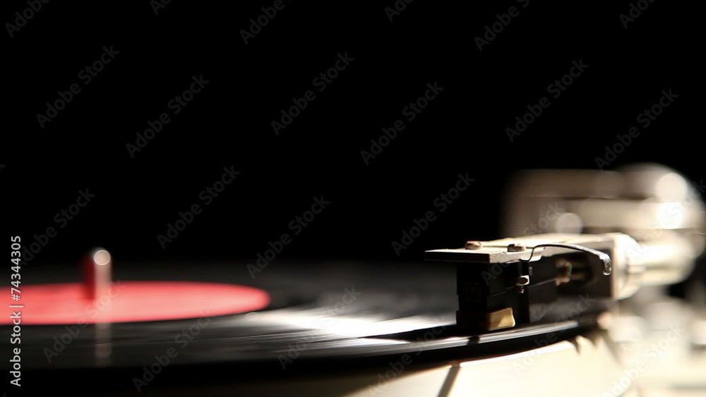 gramophone record on a black background, close-up 1