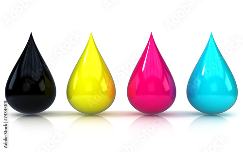 CMYK ink droplets sign isolated on white background