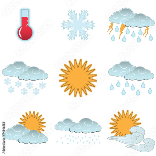 Day weather colour icons set isolated on white background