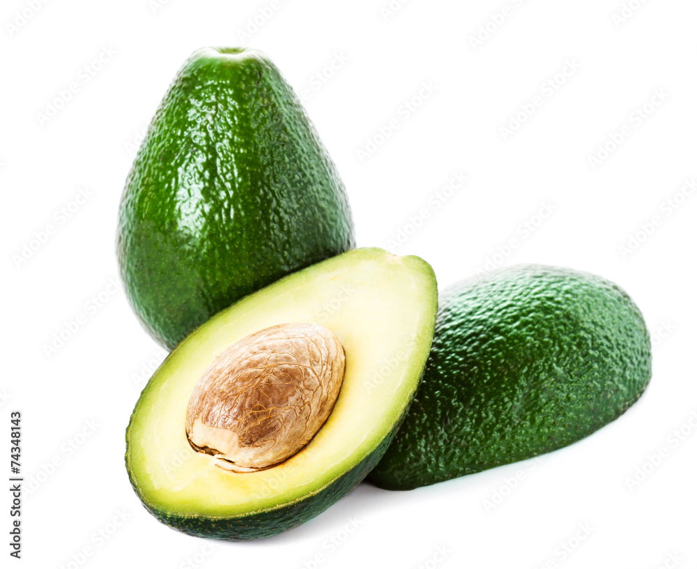 Avocado isolated on white background. Fresh green slice Avocad Avocado isolated on white background. Fresh green slice Avocad