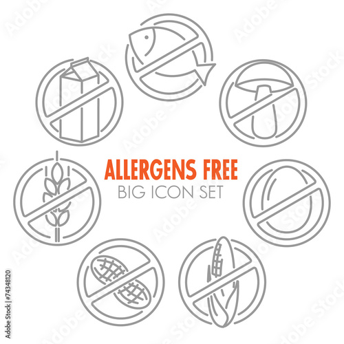 Vector icons for allergens free products