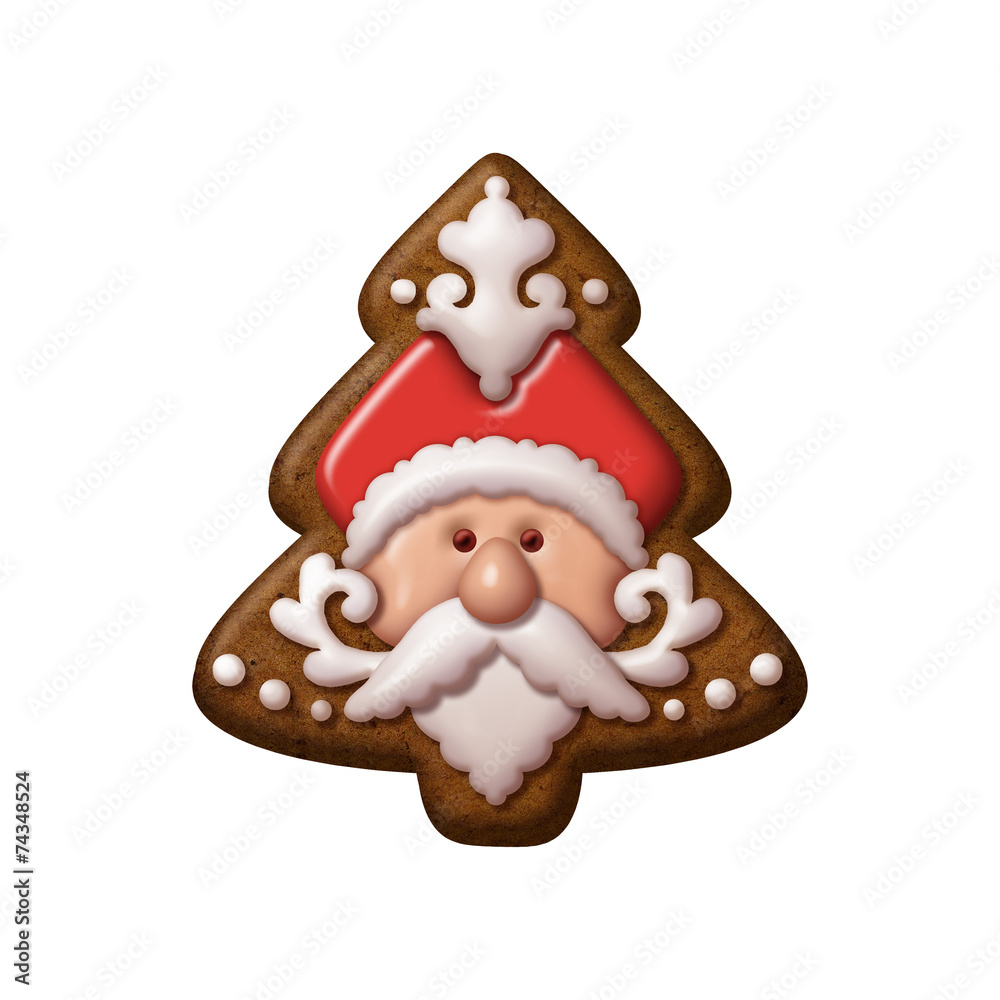 Christmas tree gingerbread cookie Santa Claus