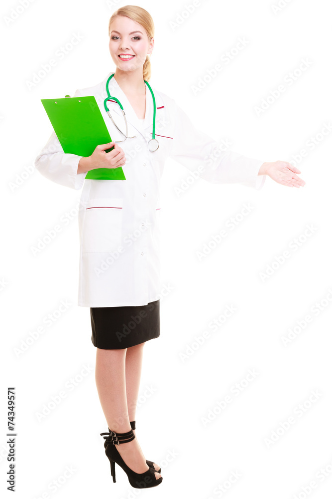 Woman doctor in lab coat with stethoscope. Medical Woman doctor in lab coat with stethoscope. Medical