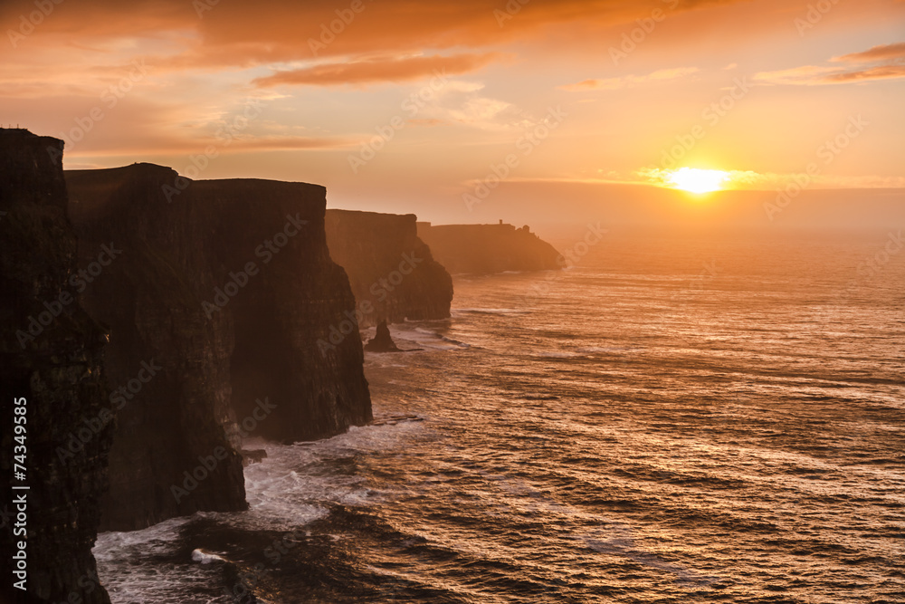 Cliffs of Moher at sunset in Co. Clare Ireland