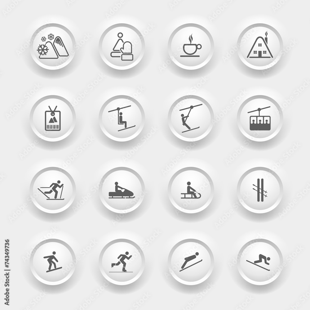 Winter Icons Buttons - Silhouette Set - Collection Winter Icons Buttons - Silhouette Set - Collection