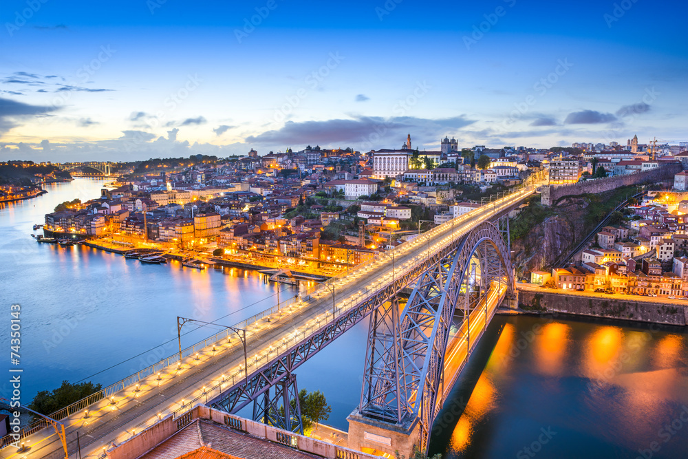 Porto, Portugal Cityscape at Dom Luis I Bridge