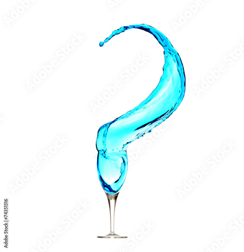 Blue swirl of water leaving a wine glass.