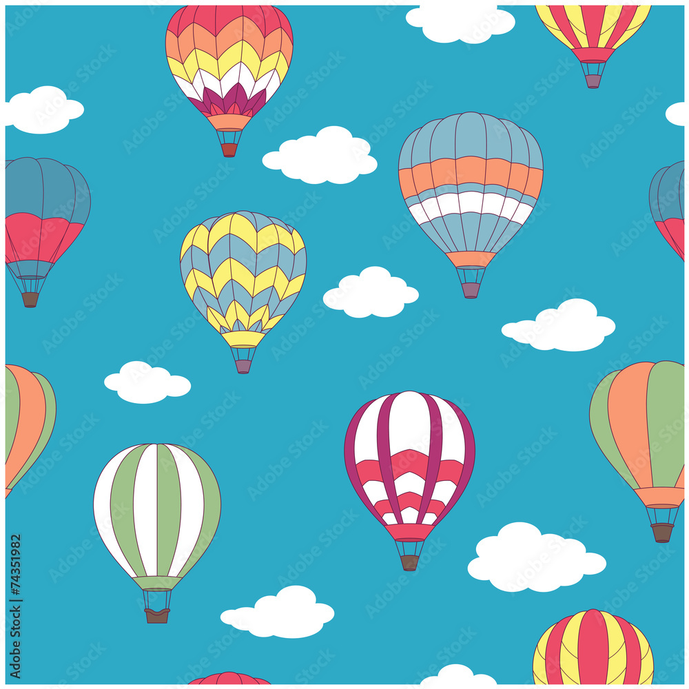 Obraz premium Colored hot air balloons seamless pattern