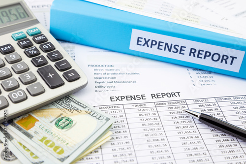 Financial expense report with money
