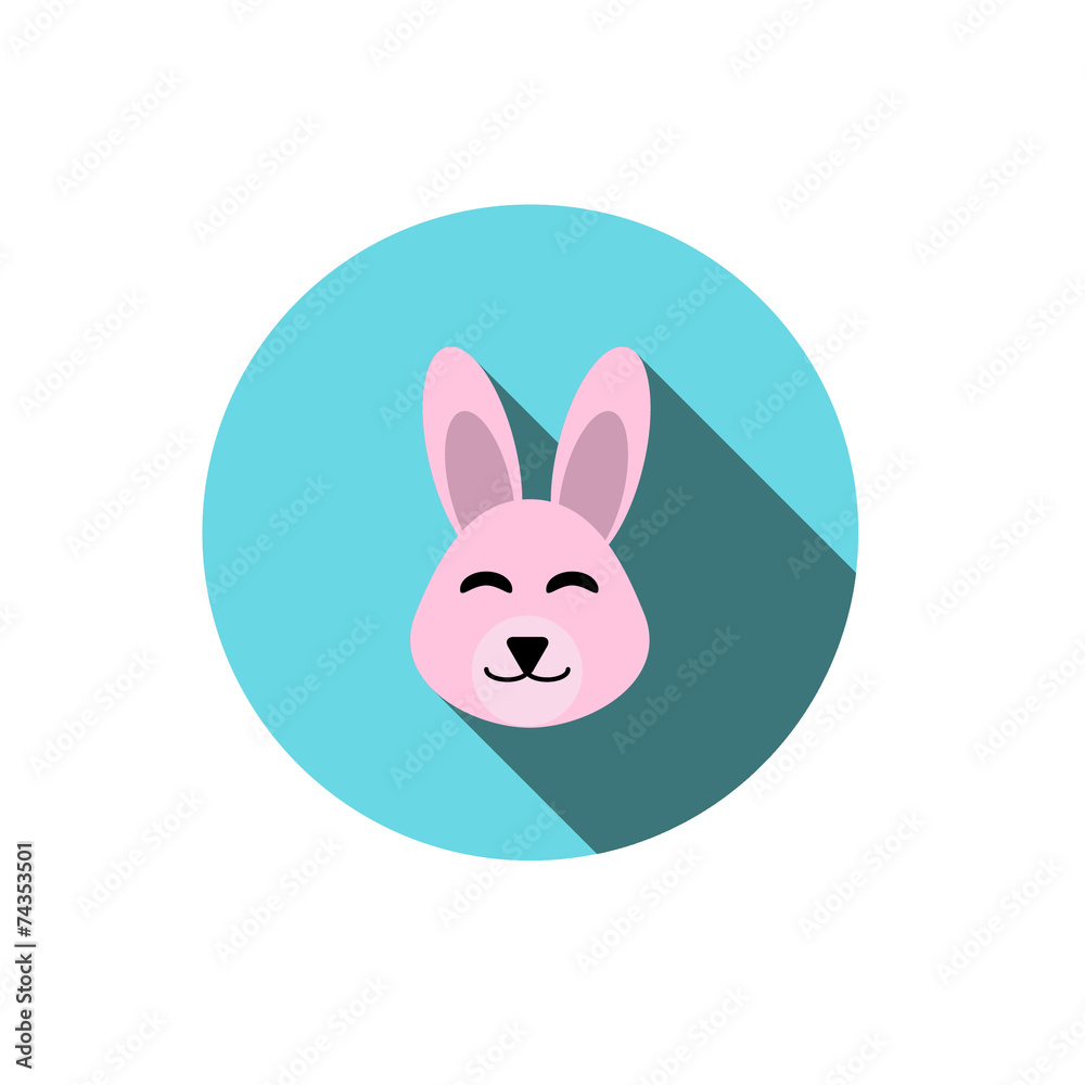 rabbit ,Flat style with long shadows rabbit ,Flat style with long shadows