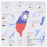 Dot And Flag Map Of Taiwan Republic Of China Infographic Design