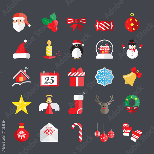 flat christmas icon set, vector eps10 photo