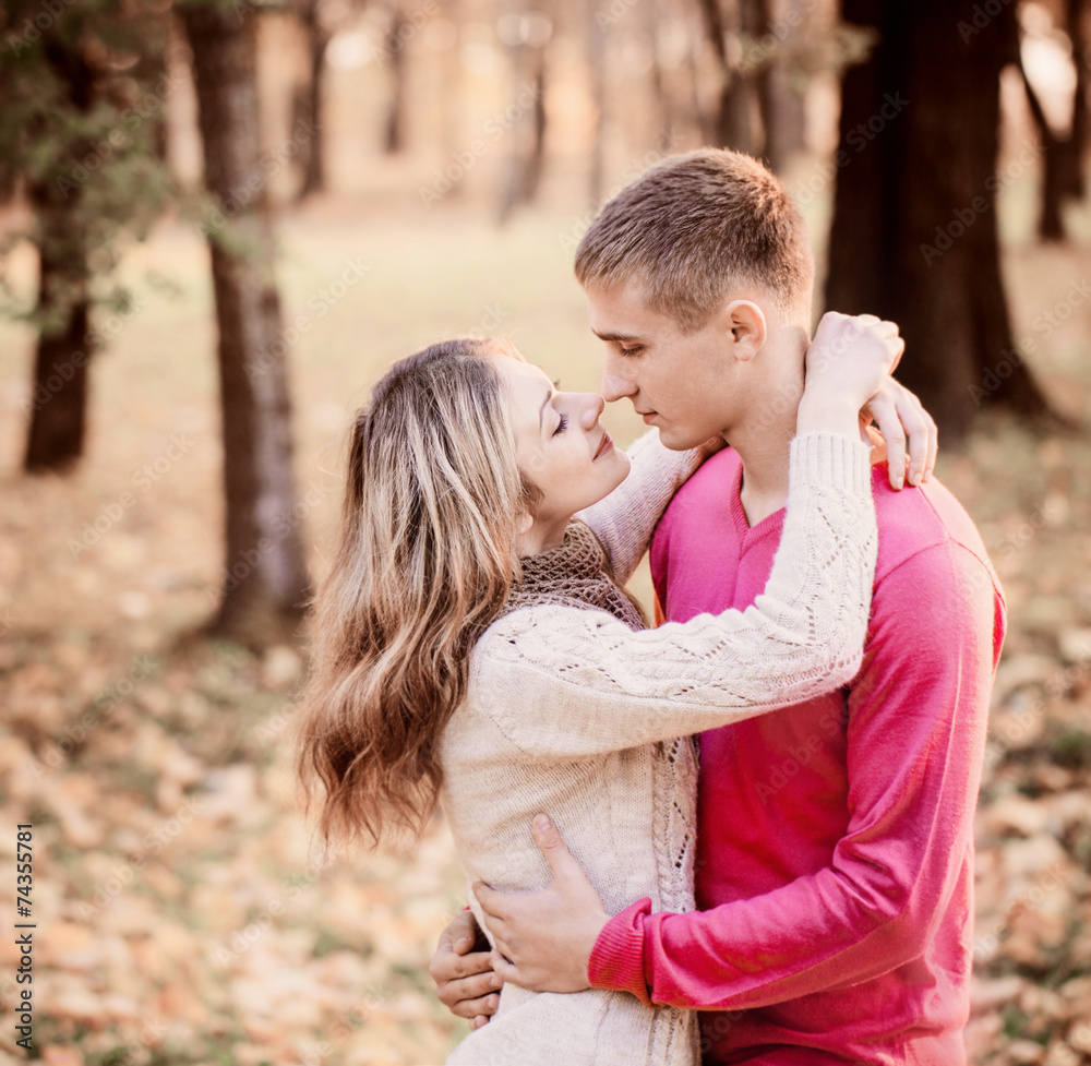 Fototapeta premium Young couple in love outdoor
