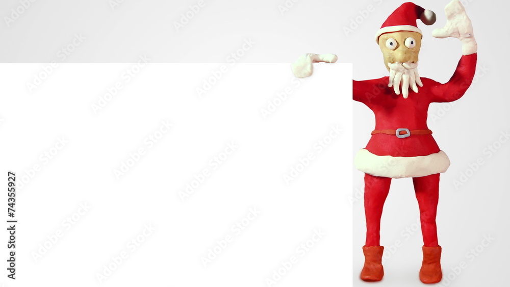 santa claus with white blank board loopable 4k santa claus with white blank board loopable 4k