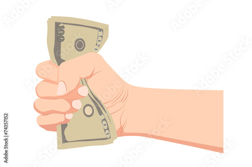 Money dollar in the hand vector (Hand holding Banknotes)