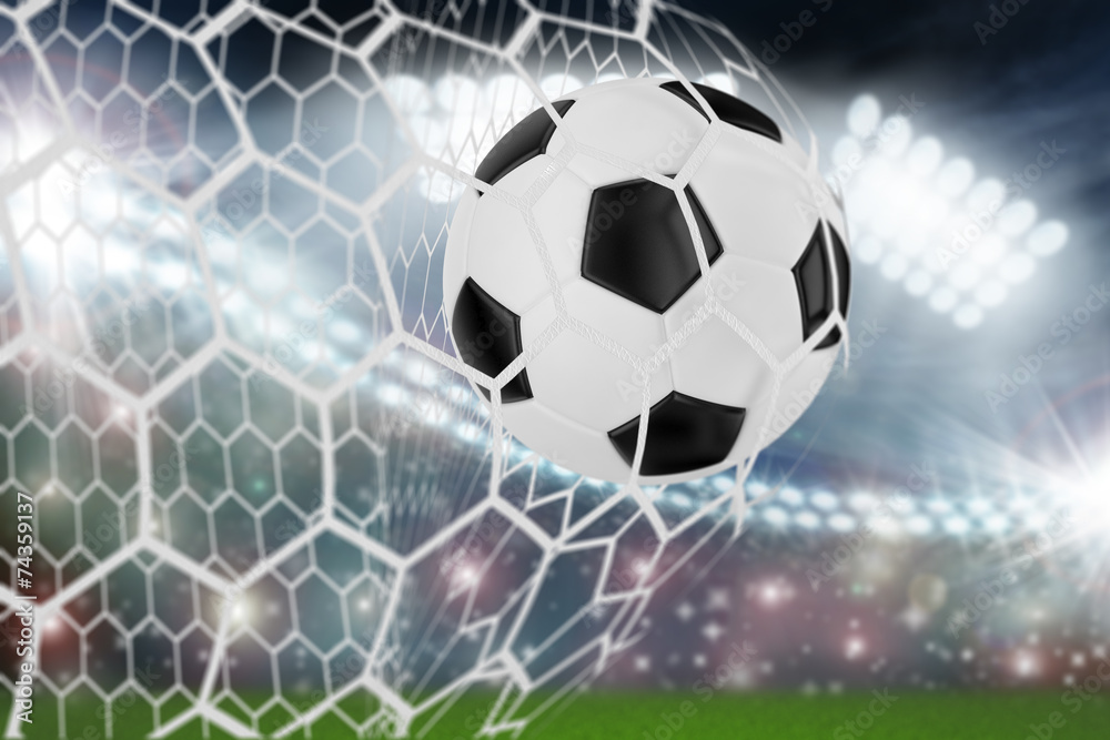 Fototapeta premium soccer ball in goal net
