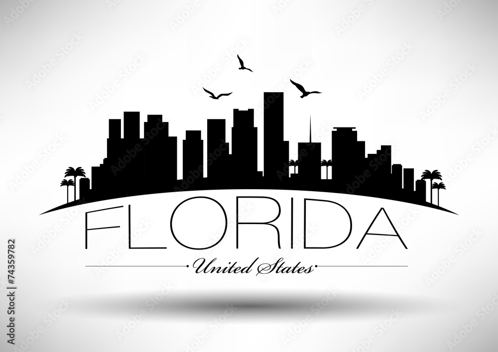 Fototapeta premium Florida Skyline with Typography Design