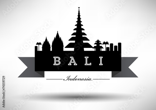 Bali Skyline with Typography Design