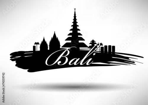 Bali Skyline with Typography Design