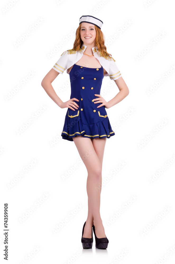 Woman airhostess isolated on the white Woman airhostess isolated on the white