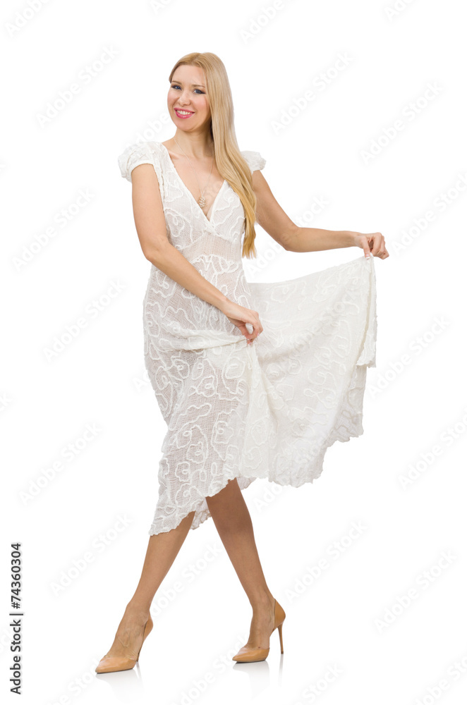 Woman in dress in fashion dress isolated on white