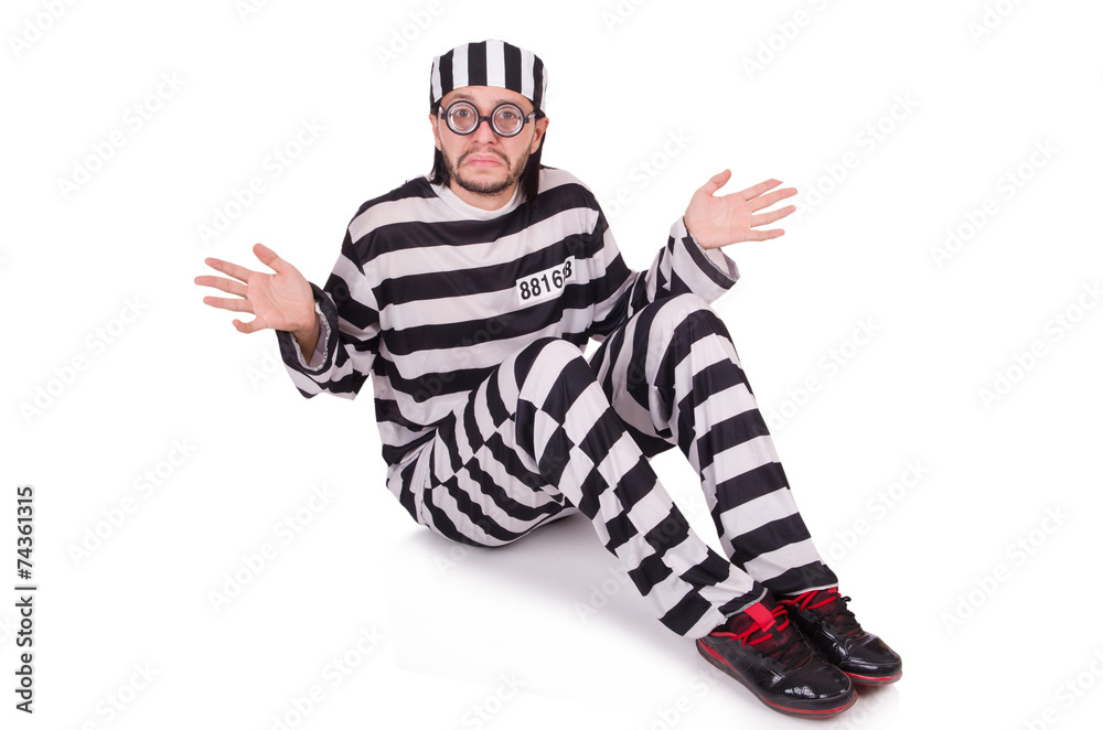Prison inmate isolated on the white background Prison inmate isolated on the white background
