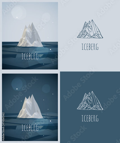 vector low-poly iceberg. poster and logo design. hipster stile