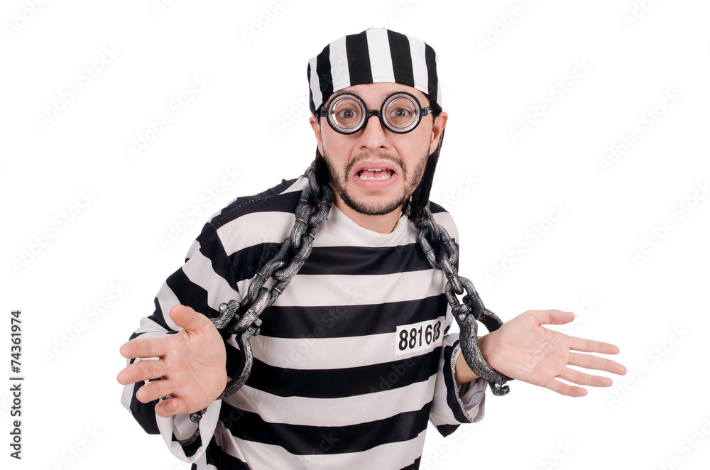 Prison inmate isolated on the white background Prison inmate isolated on the white background
