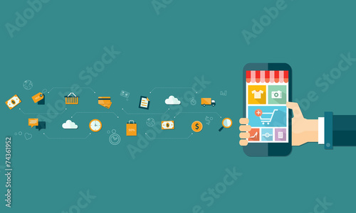 business mobile online shopping and e-marketing on mobile