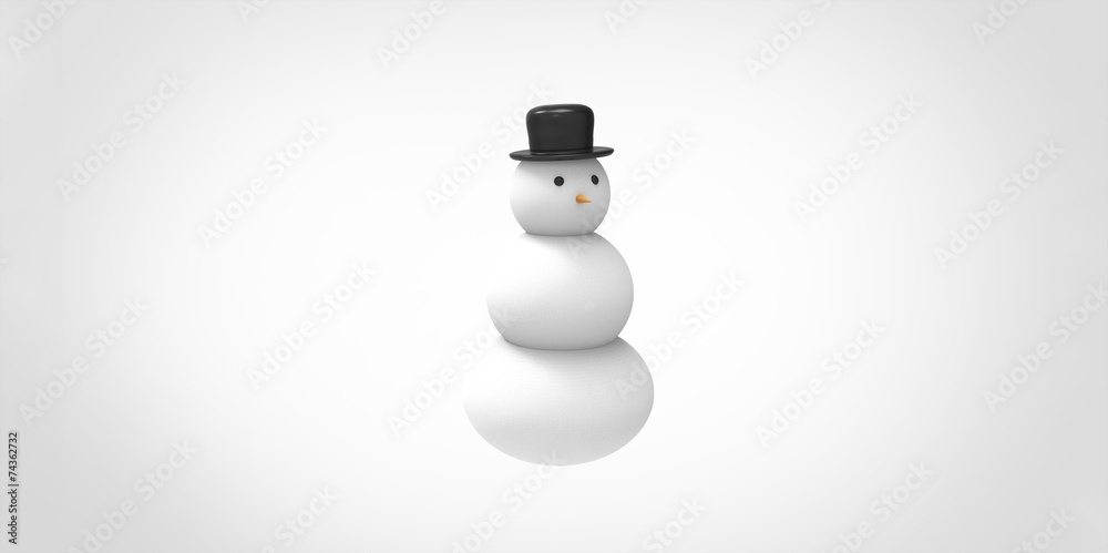 3d snowman with hat isolated on white 3d snowman with hat isolated on white