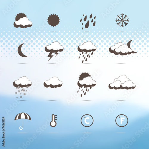 Weather icons. Abstract background,