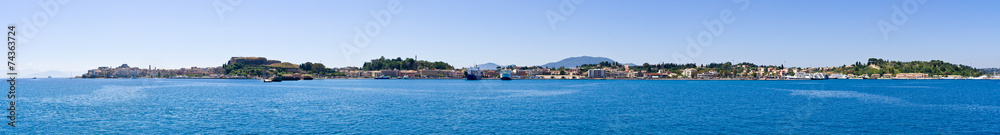 Corfu town in panoramic view, Greece