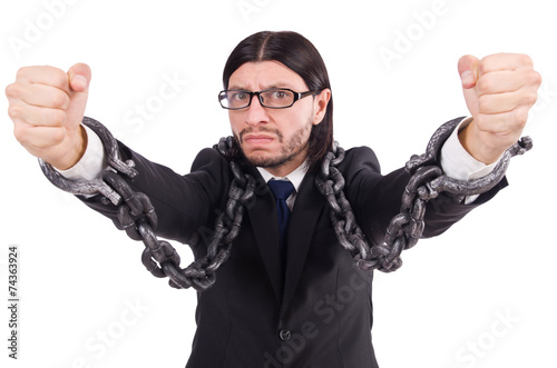 Man with chain isolated on the white photo