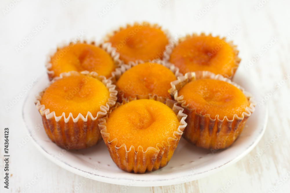 carrot cakes on dish carrot cakes on dish